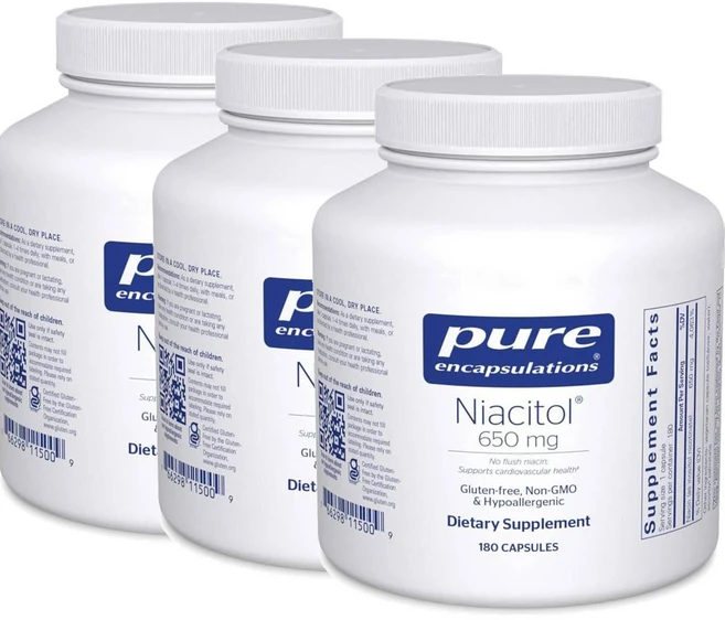 퓨어인캡슐레이션 니아시톨 650mg 니아신 캡슐 Pure Encapsulations Niacitol, 3개, 180정 - 쿠팡