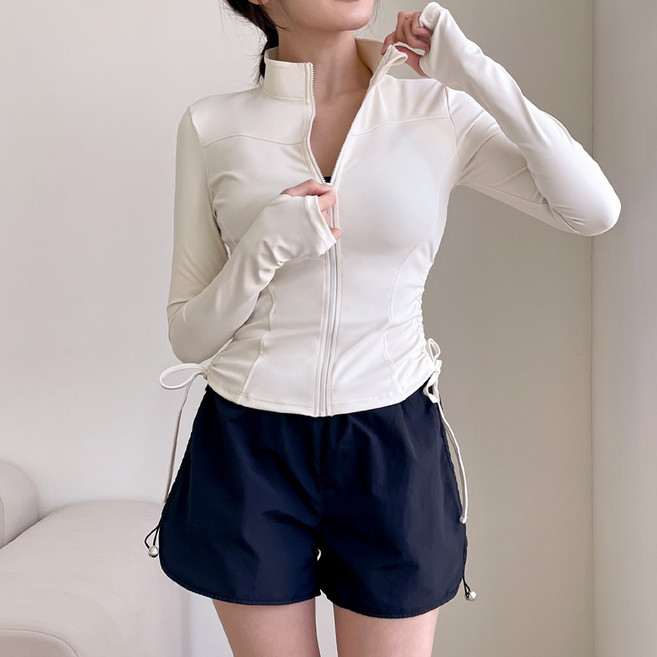 오르웨인 여성 래쉬가드 세트 셔링 긴팔 집업 수영복 반바지 4종