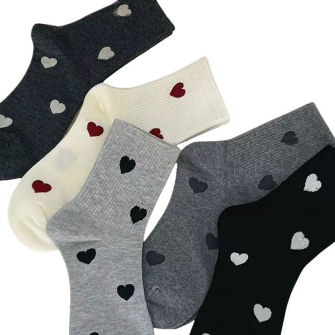 Makone 여성 양말 캐주얼 하트 큐티 중목