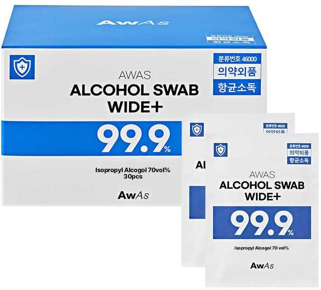 AWAS 알콜스왑 와이드 플러스, 30개입, 1개