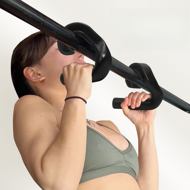 풀업 헬스 그립 턱걸이 저항 밴드용 뉴트럴 그립 핸들 부착물 2pcs, 2개, 블랙