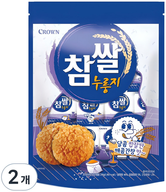 크라운 참쌀 누룽지, 216g, 2개