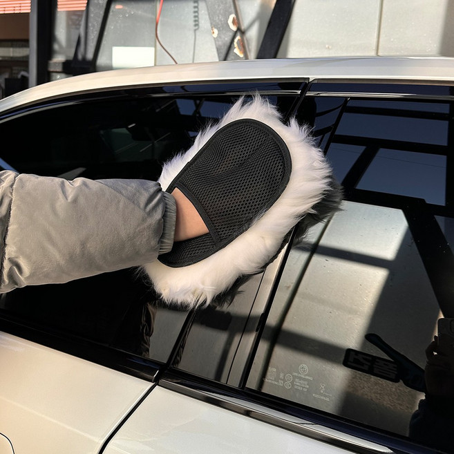 희망 롱헤어 천연양털 워시미트 세차장갑 울, 1개