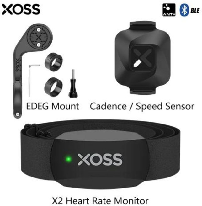 가슴심박계 XOSS EDGE 자전거 컴퓨터 마운트 와류 속도 케이던스 센서 X2 가슴 스트랩 심박수 GARMIN Magene iGPSPORT Bryton용, [10] 가슴심박계 X2 Vortex EDGE, 1개
