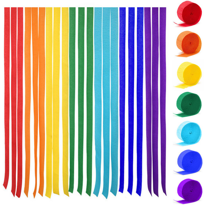 롤 스트리머 레인보우세트 7종 포토존 파티용품 배경 25M, 레인보우 7종 세트, 1세트, 레인보우 7종