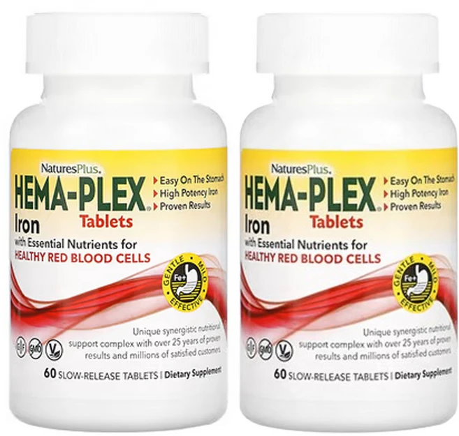 NaturesPlus Hema-Plex Iron 네이처스플러스 헤마 플렉스 철분 60캡슐 2팩, 2개, 60정 - 쿠팡
