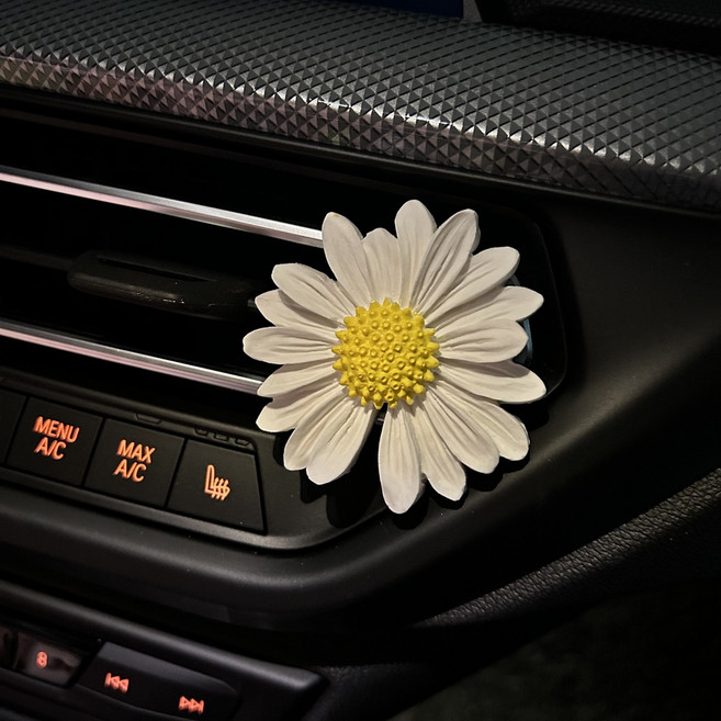 ARTD 아트디 데이지 차량 장식 자동차 피규어 송풍구 클립 아로마스톤, ., 1개, 화이트데이지