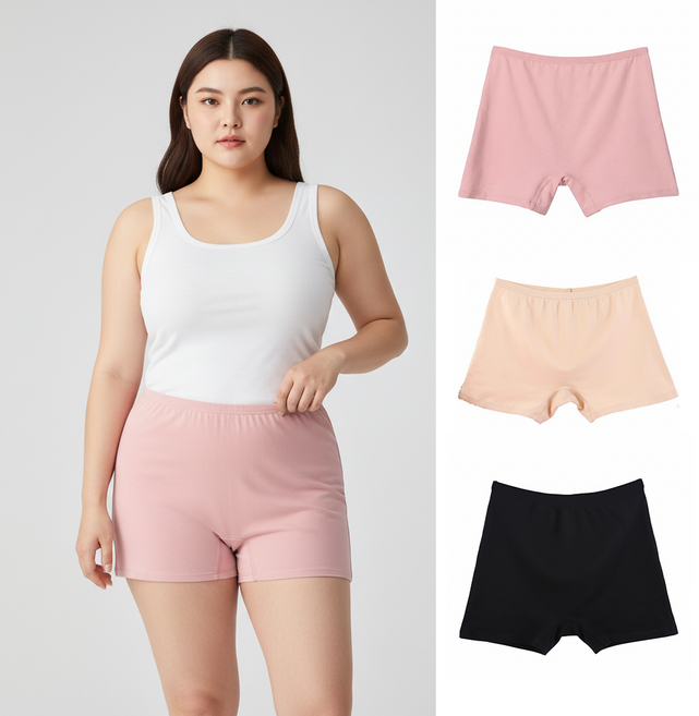 여성빅사이즈사각팬티 면100% 여성용 순면 트렁크 팬티 3종 세트 여성팬티
