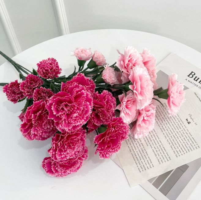 빅 카네이션 긴줄기 조화 인테리어소품 어버이날선물, 연핑크