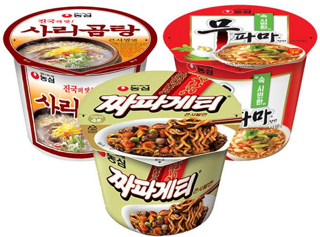 농심 큰컵 12컵 (사리곰탕4컵+무파마4컵+짜파게티4컵), 12개