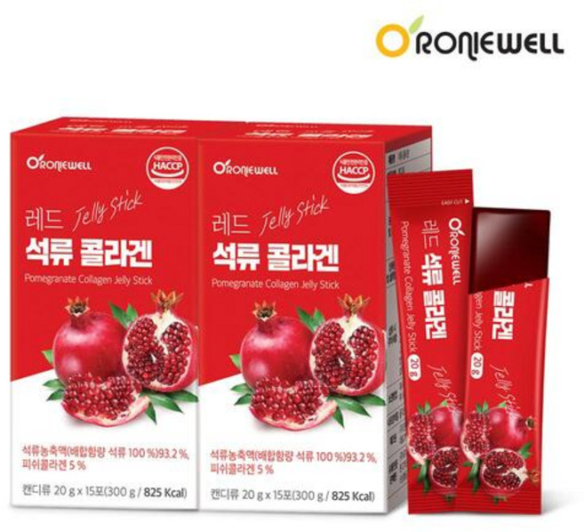 로니웰 레드 석류 콜라겐 젤리 스틱 20g 15포 2개, 300g