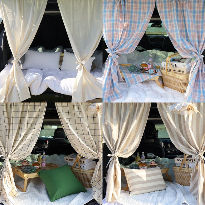 에이원데코 차량용 캠핑 차박커튼 트렁크커튼 가리개커튼 23종, 22.카푸치노 빅체크 1세트, 1개