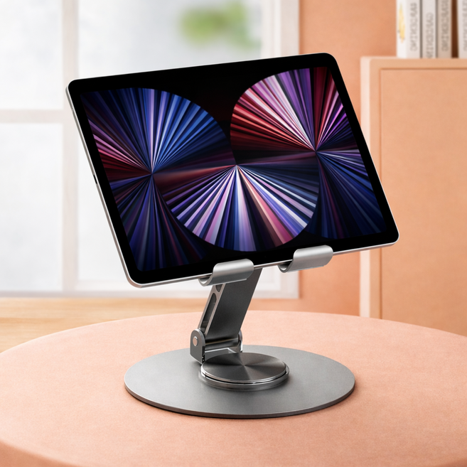 옥타기지 360도 회전 접이식 핸드폰 거치대, 실버, 1개