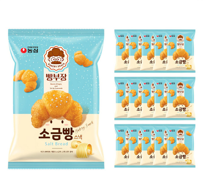 농심 빵부장 소금빵, 55g, 16개
