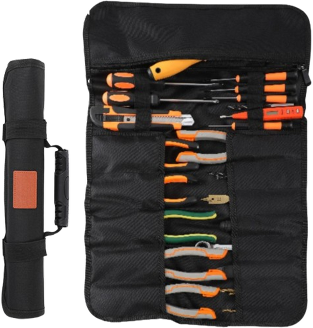 프라홈 대용량 22개 포켓 방수 접이식 휴대용 공구 가방 PR634, 1개, 블랙