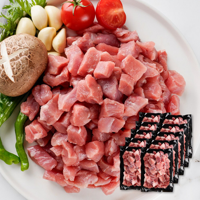 국내산 1등급 돼지 안심 큐브 (초신선 냉장), 10개, 100g