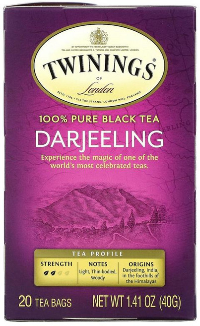 트와이닝 퓨어 블랙티 홍차 다즐링 티백 20개입 40g(1.41oz), 40g, 1개