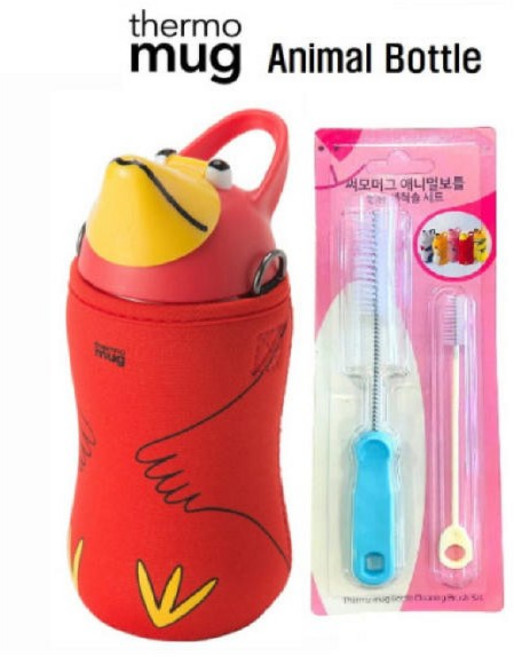 써모머그 애니멀보틀 스테인리스 유아 어린이집 동물 빨대컵, 레드버드, 1개