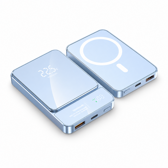 【BSMI NCC雙認證產品】20000mAh 無線磁吸行動電源 22.5W超級快充 PD快充 高清數顯 可上飛機, 藍色【22.5W有線充+15W無線充】, 藍色, W019