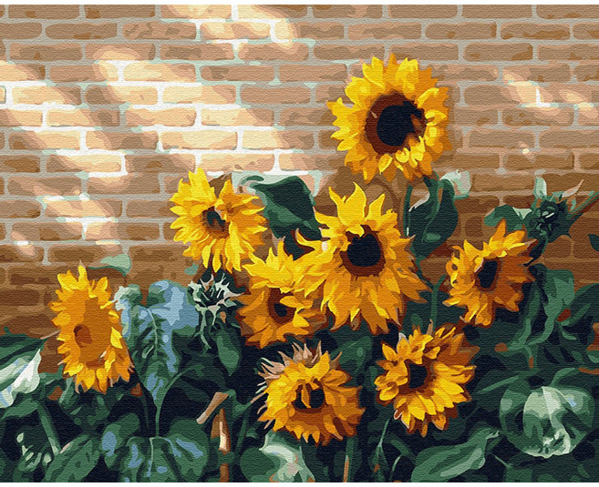 대형 명화 그리기 DIY 60X75cm 유화 캔버스 세트 거실 인테리어 그림 150종, H.풍경, H014.담장밑해바라기, 1개, H014.담장밑해바라기