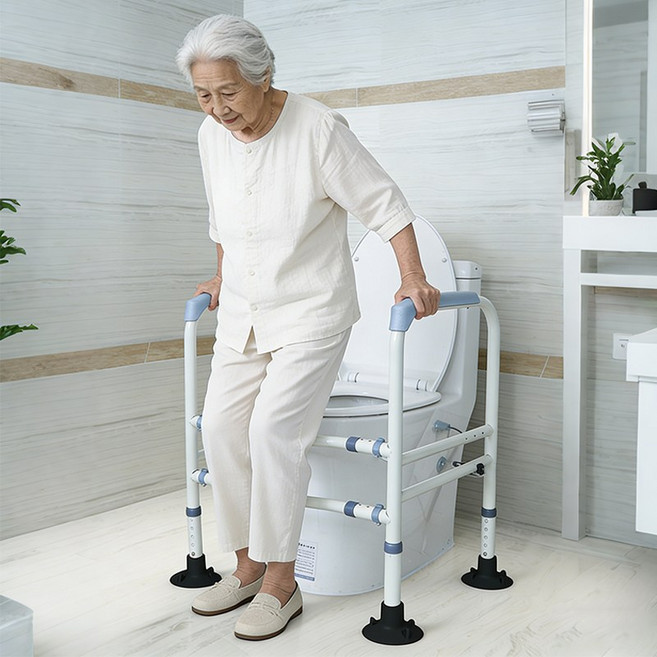 LA DERIVE변기 안전손잡이 보조 거치대 화장실 안전봉 노인 장애인 화장실 거치대, 흰색, 1개