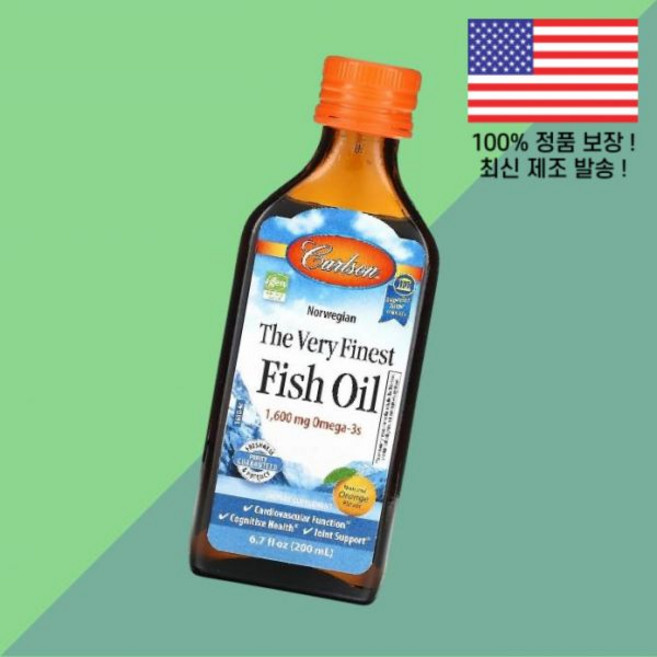 칼슨 노르웨이산 최어드벤스드 피쉬오일 오메가3 DHA EPA 오메가쓰리 내추럴 오렌지 6.7온스 200ml Carlson Norwegian The Very Finest Fish