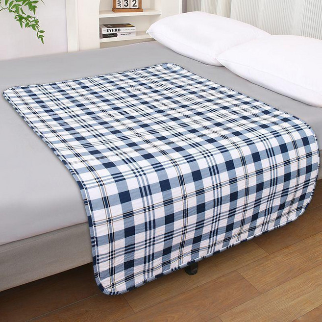 可水洗 隔尿墊 防水防滑 成人護理墊 老年人尿布墊, 1個, 60*80 輪椅墊 ,夏季款：涼爽冰絲+防滑防漏+可水洗 藍色