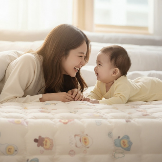 이엔텍 어린이전기요 유아전기장판 신생아전기매트 전자파없는 워셔블 탄소매트, 싱글