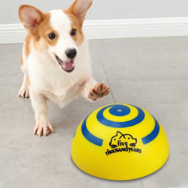 강아지 삑삑이 디스크볼 장난감 혼자놀기 프리스비, 1개, 옐로우