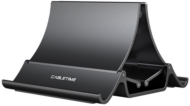 케이블타임 중력 자동 노트북 태블릿PC 수직 스탠드 거치대, 블랙, 1개