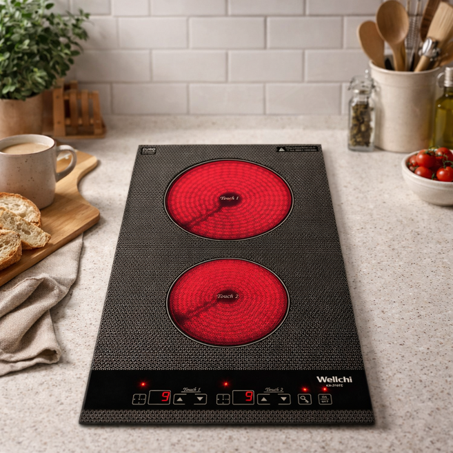 웰치 KR-210TC 2구 빌트인 하이라이트 가정용 원룸 오피스텔 전기레인지 전기렌지 전기쿡탑 매립형