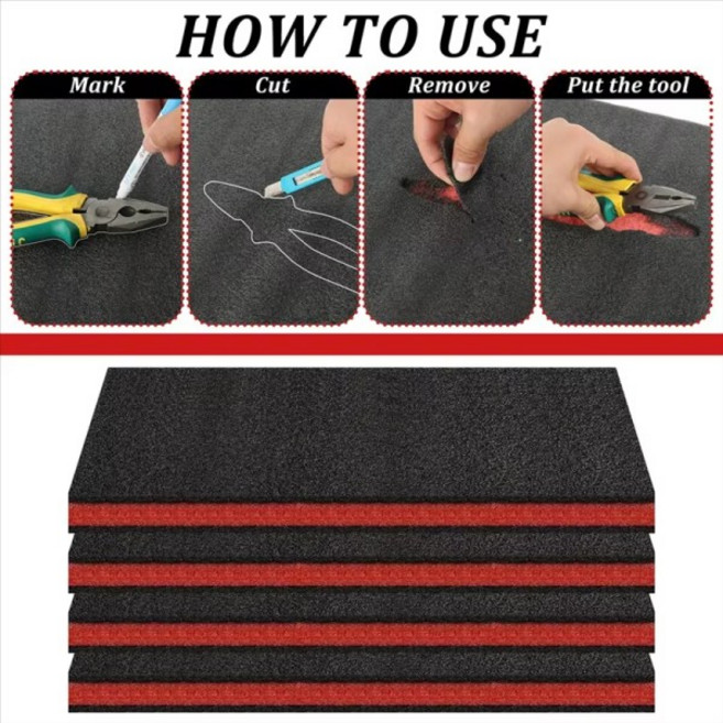 정리 및 충격 흡수 보호를 위한 2/4개 EPE 도구 상자 폼 보관 절단 가능한 폴리우레탄 삽입 시트, 04 400x300x25mm 4pcs