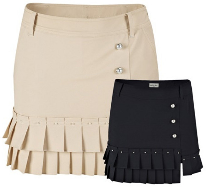 [헤일리] 골프 여성 진주 버튼 플리츠 큐롯 스커트 HU-WK1009
