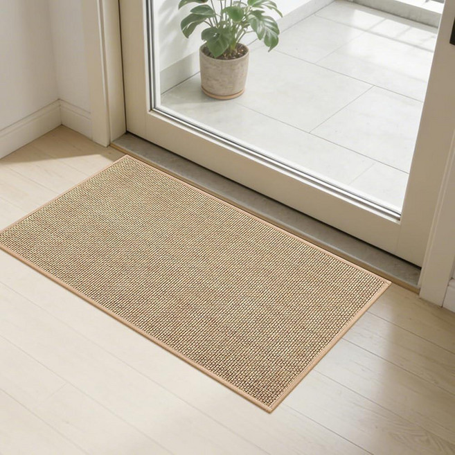 SMILOOL 현관 매트 실내 입구 43.2 x 76.2cm17 x 30인치 입구용 미끄럼 방지 내부 도어 매트 먼지 방지 및 흡수성 세탁 가능한 도어 매트 파티오 현관, 베이지