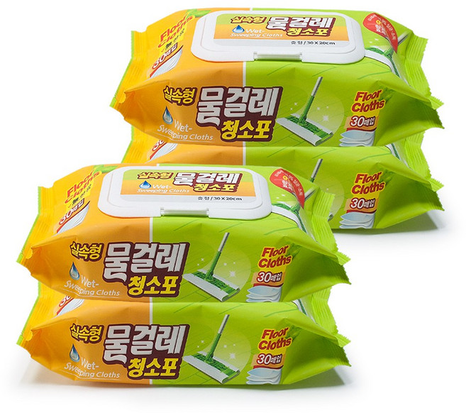 홈인더스트리 물걸레청소포 30매 중형 4팩, 1개