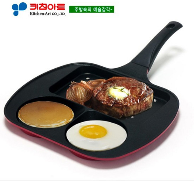 키친아트 금상첨화 3구 사각멀티에그팬, 없음, 1개