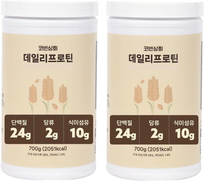 혈당케어 단백질 쉐이크 데일리 프로틴, 700g, 2개, 17곡 미숫가루 - 쿠팡