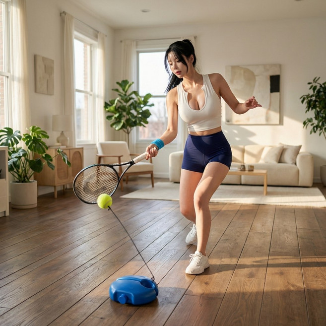 테니스 연습기 셀프 트레이너 혼자 스윙 리턴볼 훈련 세트