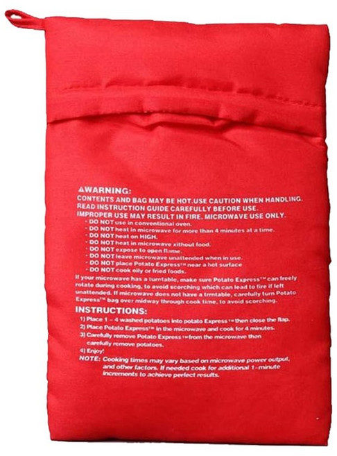 전자레인지 감자 가방 재사용 가능한 익스프레스 밥솥 구운 완벽한 4분 빨간색 주머니, 1Pcs
