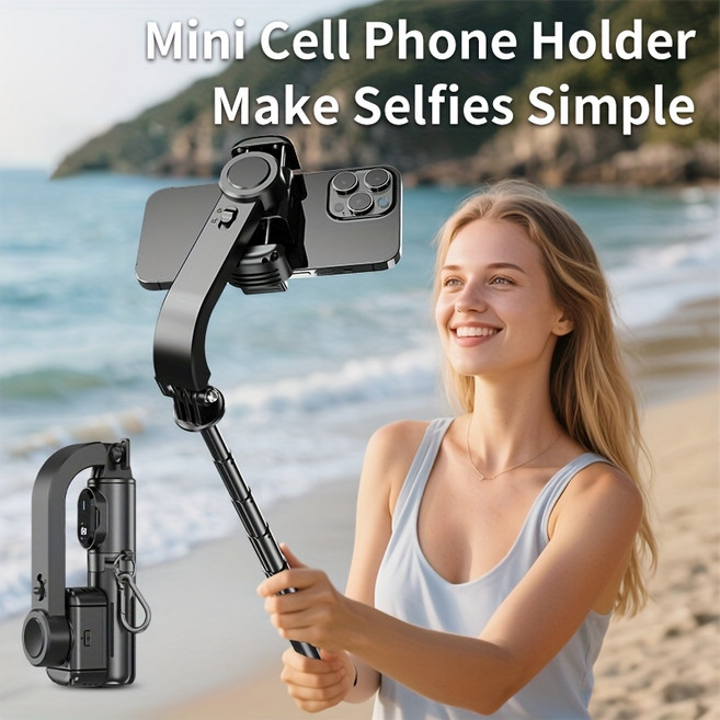 Q30Mini 호환 셀카봉 (자이로스코프 잠금 스위치 포함) AI 안정화 핸드헬드 짐벌 셀카/비디오 녹화용, 01 black, 01 Q30, 1개