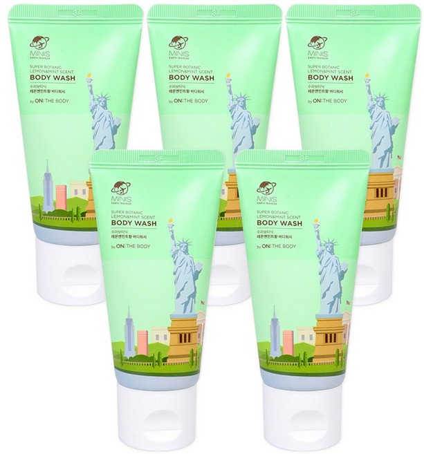 온더바디 레몬앤민트향 바디워시 바디클렌저 세면도구 여행용세트 보습 샤워비누, 50ml, 5개