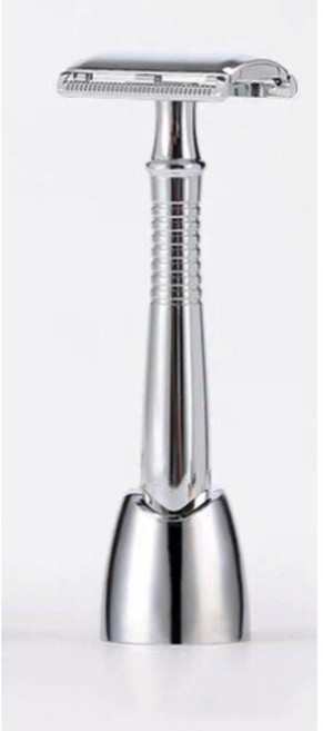 BAILI 百利 傳統手動雙面刮鬍刀, 1個, 銀-經典款（刮鬍刀+收藏盒+刀片）+底座