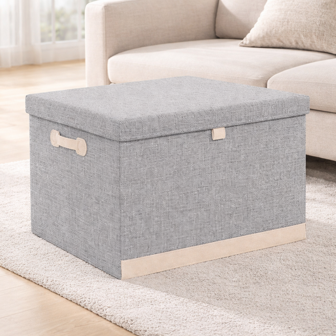 하스몰 고급패브릭 커버 칼라풀 접이식 수납정리 리빙박스 대용량, 초특대형, 그레이, 1개