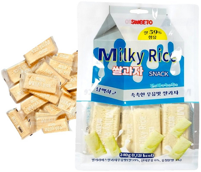 밀키 라이스 크래커 우유맛 밀크쌀과자, 4개, 240g