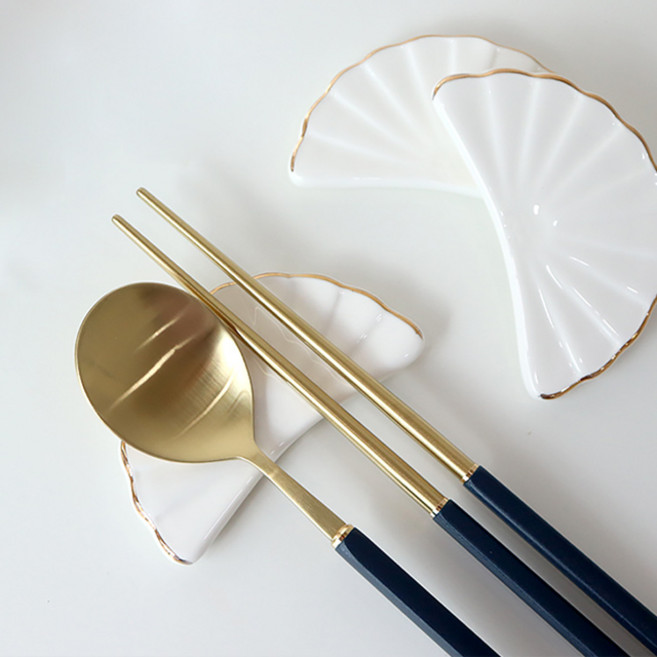 골드라인 골드림 화이트 코튼 부채꼴 수저받침, 단품, 1개