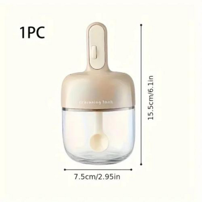 방습 유리 항아리 주방 스푼 세트 설탕 보관 냄비 상자, 없음, 1개