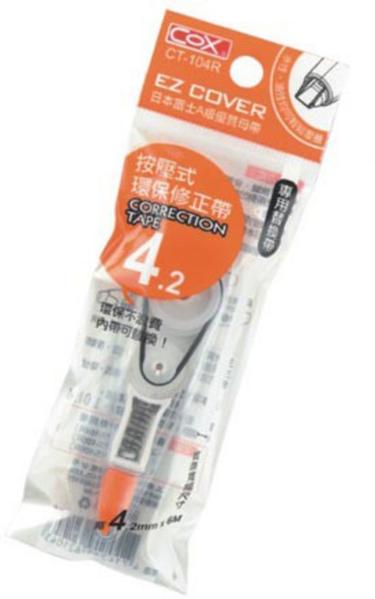 COX三燕 按壓式環保修正內帶(CT-104r/CT-105r/CT-106r)，多種規格可選，替換內帶設計，書寫流暢不刮紙, 1個