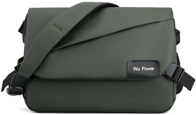 We Power 男士簡約斜挎包 時尚大容量防潑水, 軍綠色