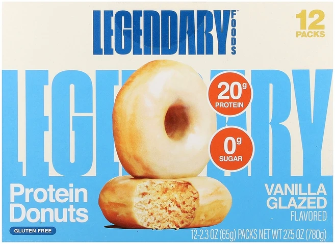 Legendary Foods Protein Donuts Vanilla Glazed 12 Packs 2.3 oz 65 g Each, 65g - 쿠팡