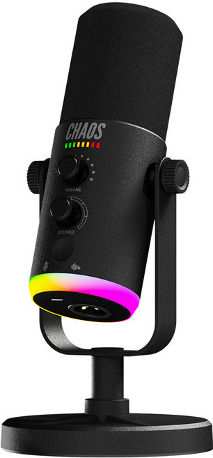 CHAOS 動圈式麥克風 一鍵靜音 RGB, 黑色, GDM-A36